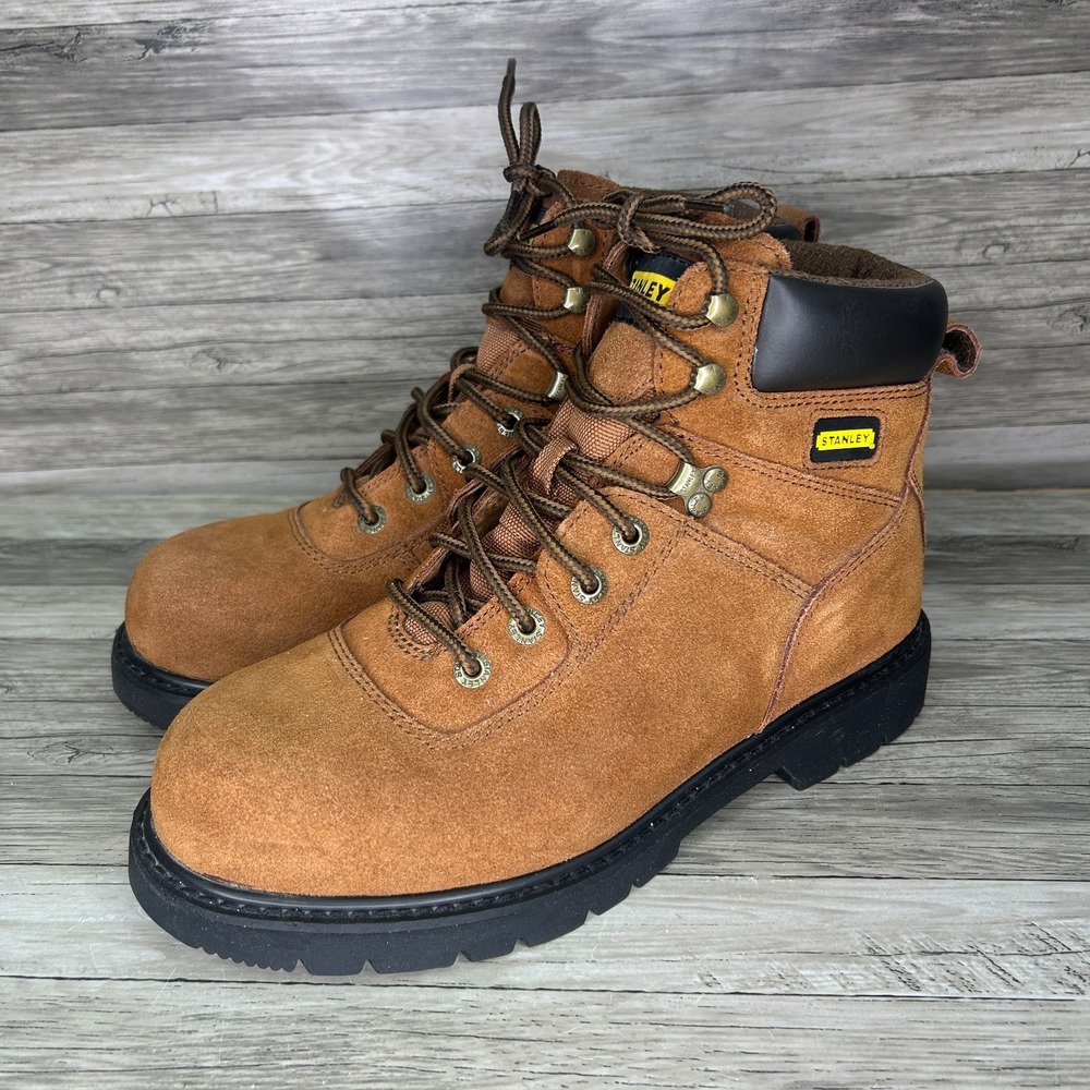 Stanley Work Boots Brown Suede Oil Skid Resistant Outdoor Construction Mens 9